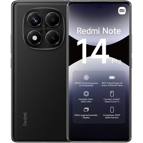 XIAOMI Redmi Note 14 Pro - 6.67" - 4G - 8/256 Go - 200Mpx - 5500mAh - Noir - Garantie 18 Mois