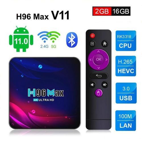 H96 Smart TV Box, Multimedia Box, 2gb + 16gb Décodeur De Connexion Android, 4K Noir